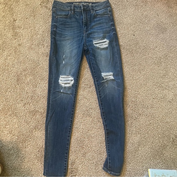 Women's Denim Jeans Size 4 Skinny American Eagle Super Stretch - Picture 4 of 12